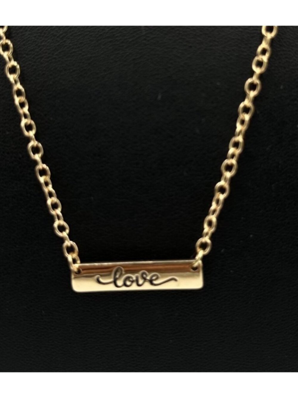 3/$30 Love Bar Necklace Gold  Script Pendant Dainty Chain Minimalist Everyday